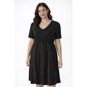 Peace Love World Black Short Sleeve Midi Dress Size Medium NWOT